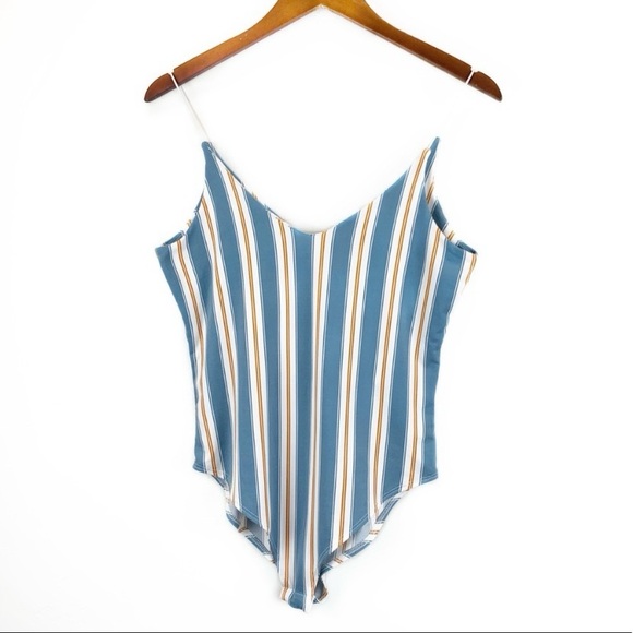 Gaze Blue Multicolor Striped Spaghetti Strap Bodysuit size XS - Picture 5 of 6
